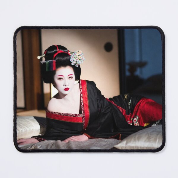 Item preview, Elegant Geisha in Black & Red Kimono | Traditional Japanese Beauty designed and sold by ITSimagination.