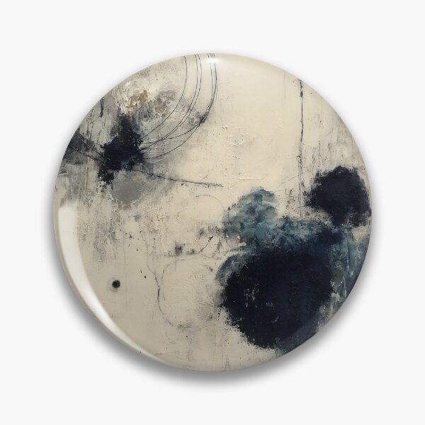 Item preview, Textured Blue & Black Abstract with Gestural Circles on Beige designed and sold by SlowRegardArt.