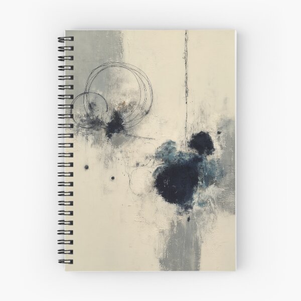 Item preview, Textured Blue & Black Abstract with Gestural Circles on Beige designed and sold by SlowRegardArt.