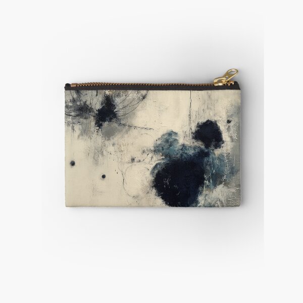 Item preview, Textured Blue & Black Abstract with Gestural Circles on Beige designed and sold by SlowRegardArt.