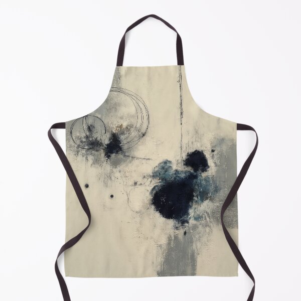 Item preview, Textured Blue & Black Abstract with Gestural Circles on Beige designed and sold by SlowRegardArt.