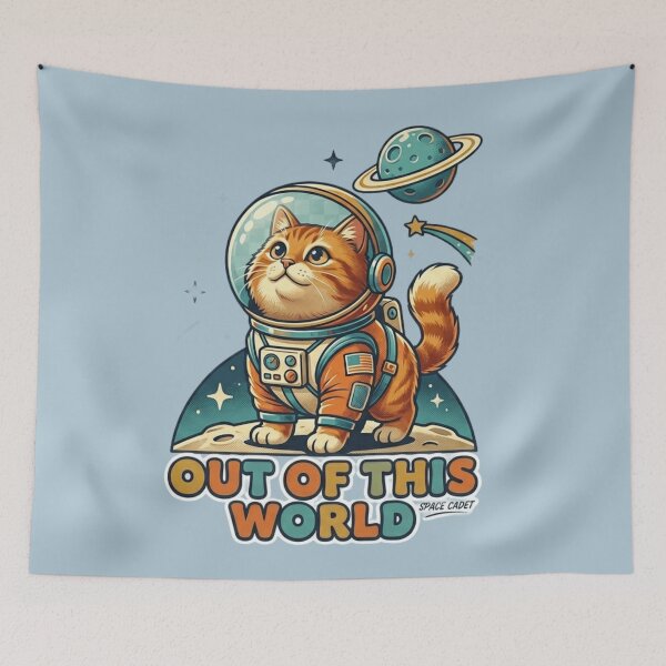 Item preview, Cute Astronaut Cat “Out of This World” Space Illustration Retro Cartoon Design designed and sold by MartBook.
