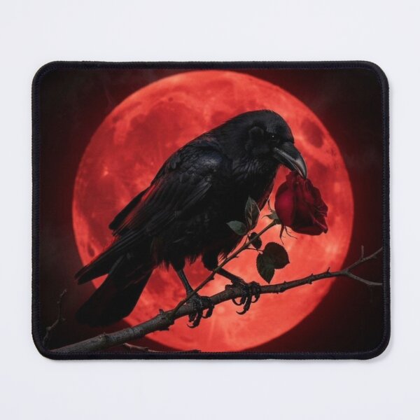 Item preview, Raven with Rose Blood Moon Gothic Art designed and sold by VelarisMoon.