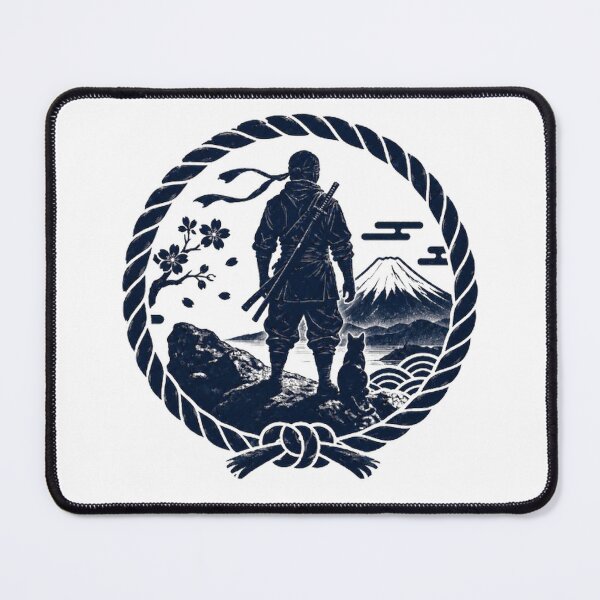 Item preview, Ninja & Cat Watching Mt. Fuji | Japanese Rope Circle designed and sold by Aguri-tei.
