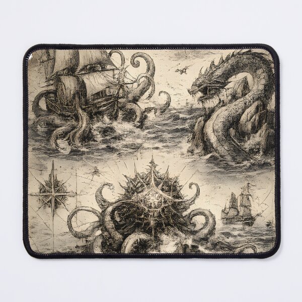 Item preview, Sea Monster Antique Map designed and sold by PatiImagination.