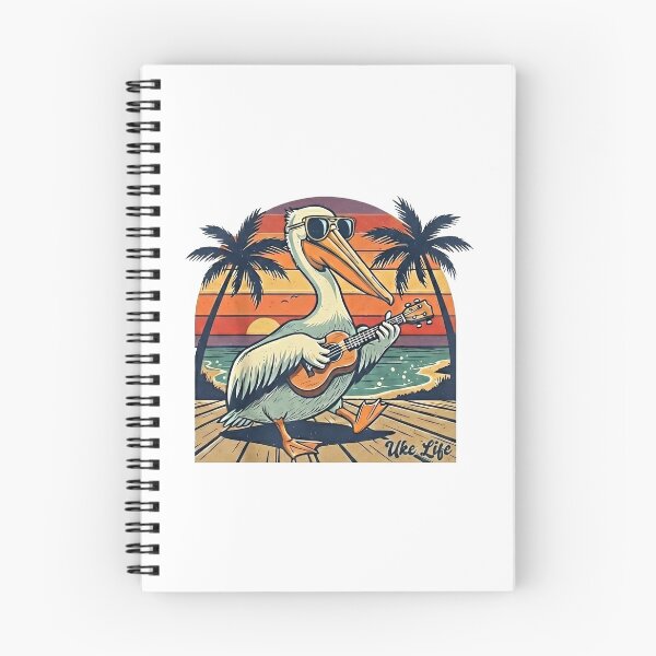 Item preview, Uke Life™ - Pelican – Retro Sunset Ukulele Beach Design designed and sold by Ukulele Gent.