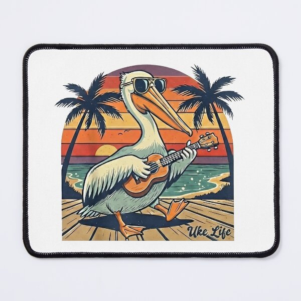 Item preview, Uke Life™ - Pelican – Retro Sunset Ukulele Beach Design designed and sold by Ukulele Gent.