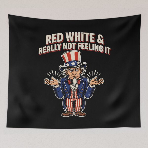 Item preview, Red White & Really Not Feeling It Retro Patriotic Parody designed and sold by Redgiant87x.