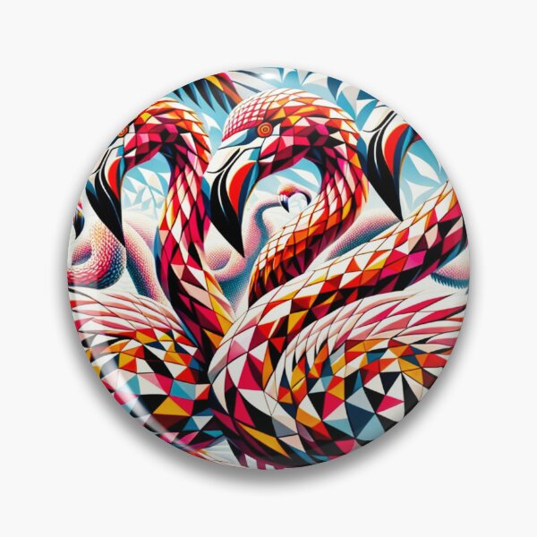 Item preview, Geometric Flamingo Flock Color Burst Art designed and sold by PlanetEye Designs.