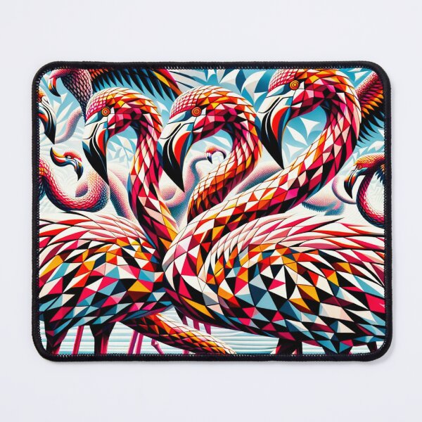 Item preview, Geometric Flamingo Flock Color Burst Art designed and sold by PlanetEye Designs.