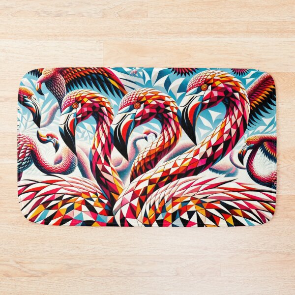 Item preview, Geometric Flamingo Flock Color Burst Art designed and sold by PlanetEye Designs.