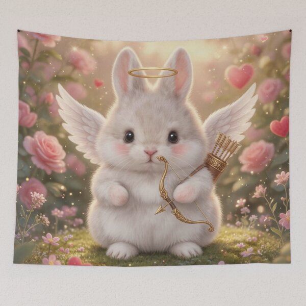 Item preview, Cute Cupid Bunny with Angel Wings and Bow – Romantic Love Rabbit designed and sold by lovelistivkaa.