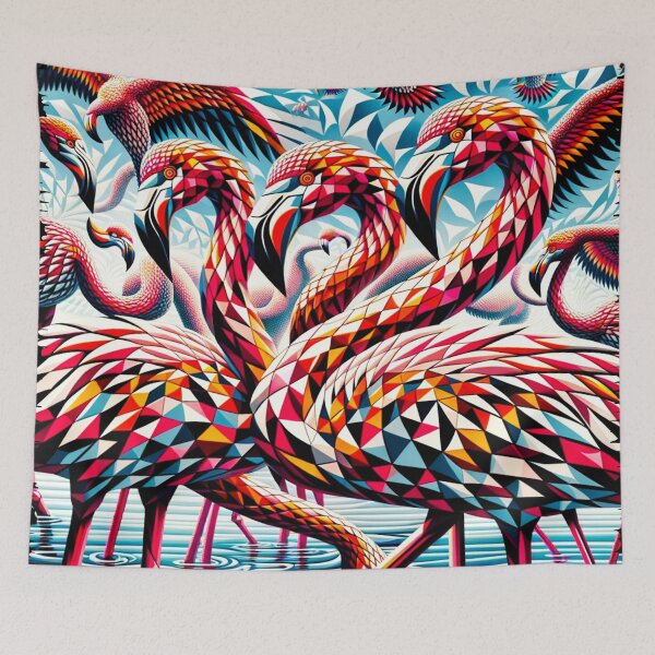 Item preview, Geometric Flamingo Flock Color Burst Art designed and sold by PlanetEye Designs.