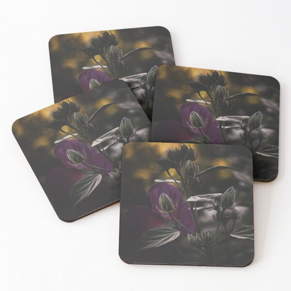 Item preview, Moody Dark Hibiscus Flower Buds with Deep Purple Petals designed and sold by LacArtPhoto.