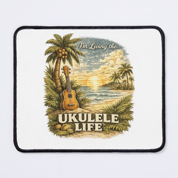 Item preview, Ukulele Life™ - Vintage Retro Shirt – Distressed Music Lover Tee with Palms designed and sold by Ukulele Gent.