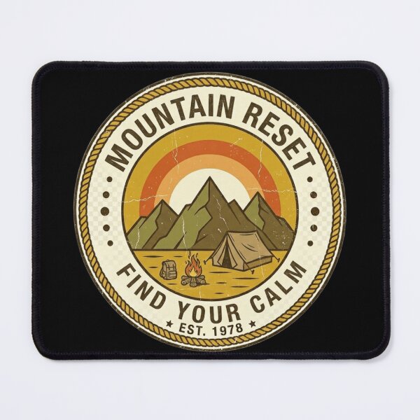 Item preview, Mountain Reset Retro Camping Badge – Find Your Calm Vintage Outdoors Design designed and sold by MartBook.