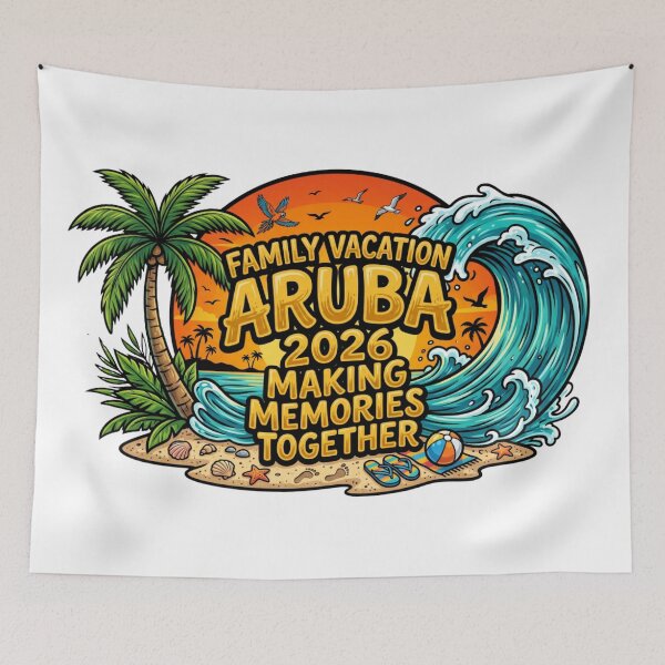 Item preview, tropical aruba  family getaway 2026 beach memory art designed and sold by ArtDesignTp.