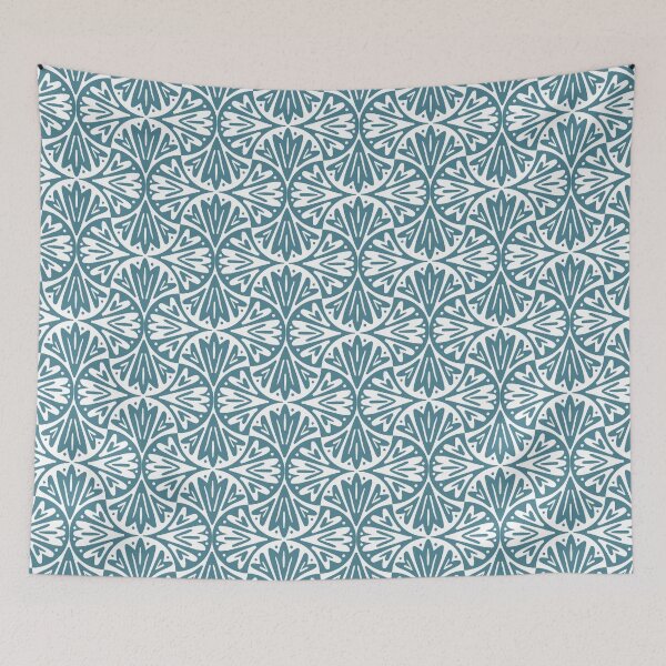 Item preview, Teal fan seamless repeating pattern designed and sold by SeamlessDsign.