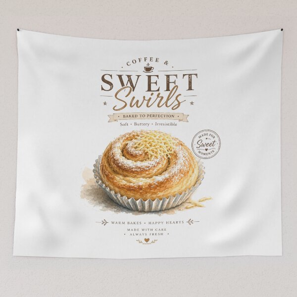 Item preview, Coffee & Sweet Swirls Vintage Watercolor Bakery Illustration designed and sold by Verycutethings.