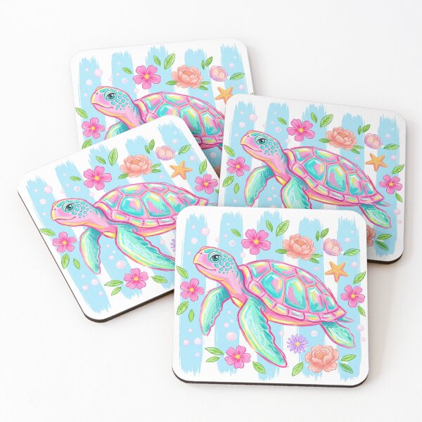 Item preview, Colorful Tropical Sea Turtle Floral Art designed and sold by Articora.