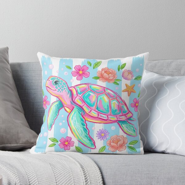 Item preview, Colorful Tropical Sea Turtle Floral Art designed and sold by Articora.