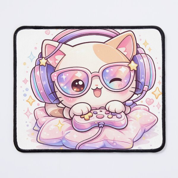 Item preview, Kawaii Gamer Cat – Pastel Cute Aesthetic designed and sold by AstraDrip Studio.
