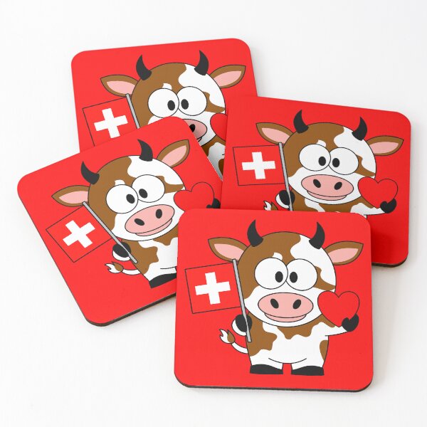 Item preview, Swiss cow with flag and heart designed and sold by QuanntixArt.