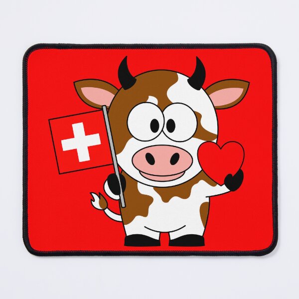 Item preview, Swiss cow with flag and heart designed and sold by QuanntixArt.