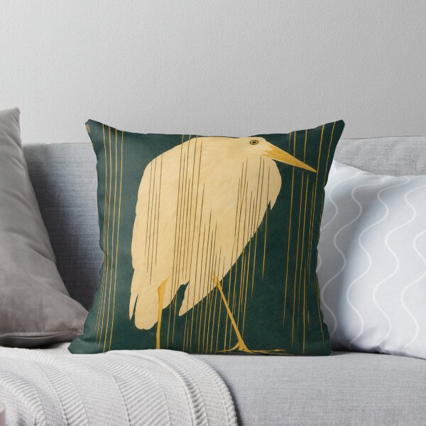 Item preview, White Heron in the Rain by Kawanabe Kyōsai - Japanese Art Nouveau Heron Illustration for Minimalist Nature Lovers designed and sold by RickE.