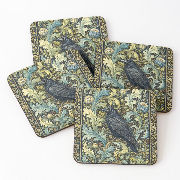 Item preview, Blue Green Floral Raven designed and sold by scicilysimonee.