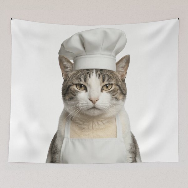 Item preview, Funny Aegean Shorthair Cat Chef Realistic Animal Cooking Humor Art designed and sold by LazyOwlStore.