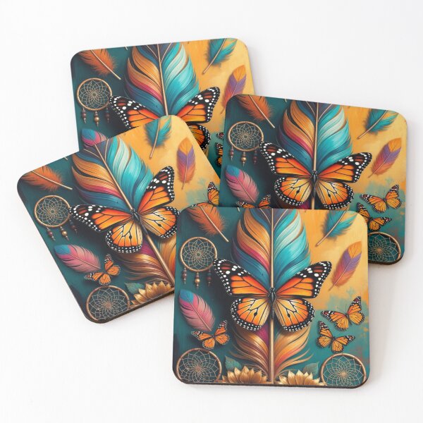 Item preview, Boho Butterfly Feather Sunflower Dreamcatcher Art | Monarch Butterfly Nature Design designed and sold by GalleryPeak.