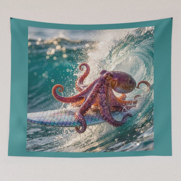 Item preview, Octopus Surfer Rides the Waves designed and sold by Tridentulus.