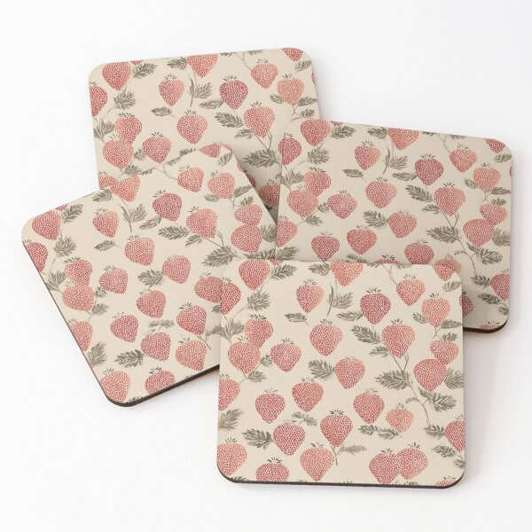 Item preview, Wild Strawberry Print – Coral Red and Ivory Botanical – Vintage Fruit Wall Art designed and sold by BestVarieties.