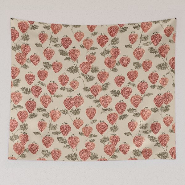 Item preview, Wild Strawberry Print – Coral Red and Ivory Botanical – Vintage Fruit Wall Art designed and sold by BestVarieties.