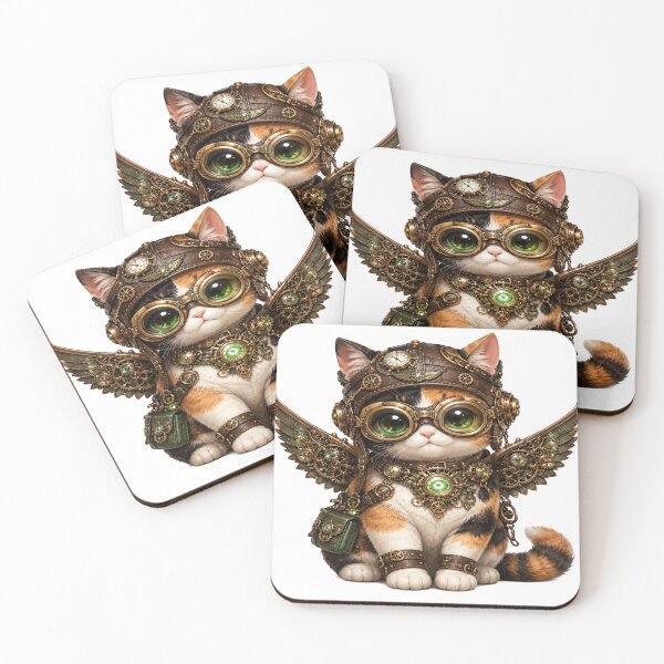 Item preview, Steampunk Cat Aviator Sticker | Vintage Mechanical Fantasy Cat Art designed and sold by StickersHul.