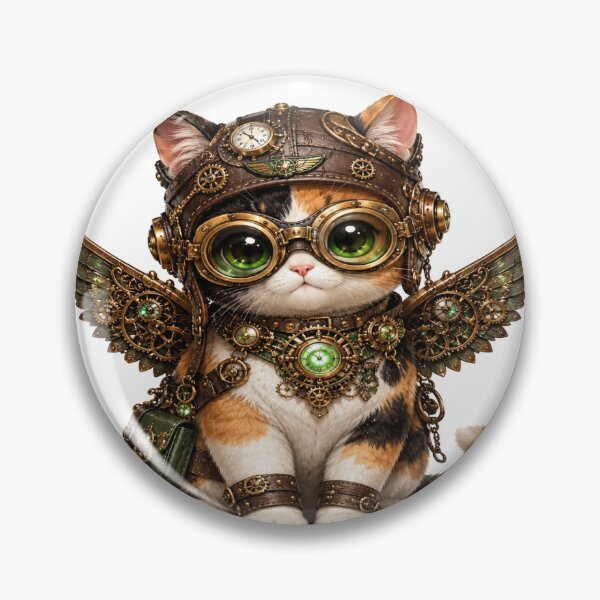 Item preview, Steampunk Cat Aviator Sticker | Vintage Mechanical Fantasy Cat Art designed and sold by StickersHul.
