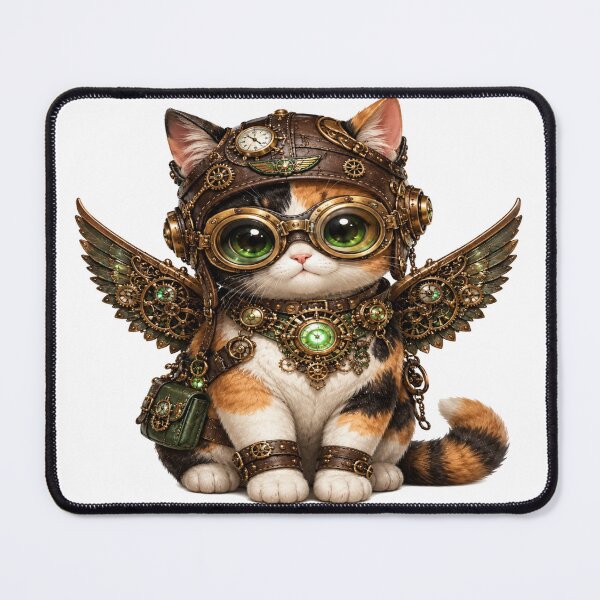 Item preview, Steampunk Cat Aviator Sticker | Vintage Mechanical Fantasy Cat Art designed and sold by StickersHul.