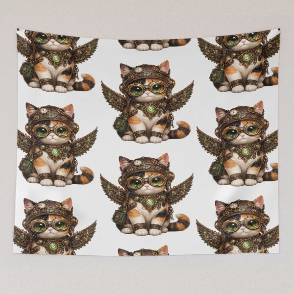 Item preview, Steampunk Cat Aviator Sticker | Vintage Mechanical Fantasy Cat Art designed and sold by StickersHul.