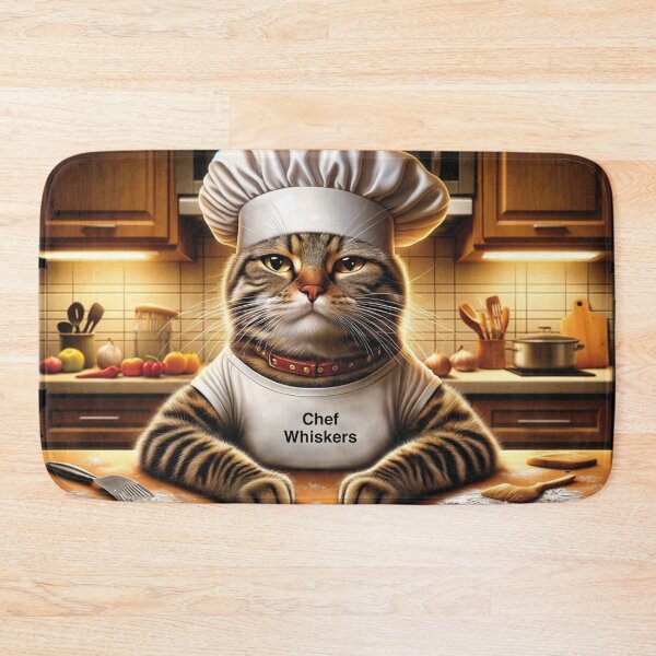 Item preview, Chef Whiskers Funny Cat Kitchen Art designed and sold by PlanetEye Designs.