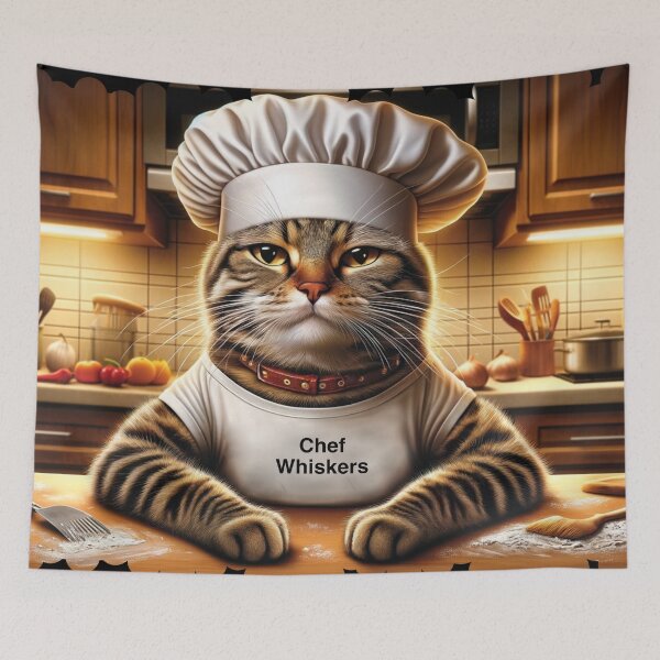 Item preview, Chef Whiskers Funny Cat Kitchen Art designed and sold by PlanetEye Designs.