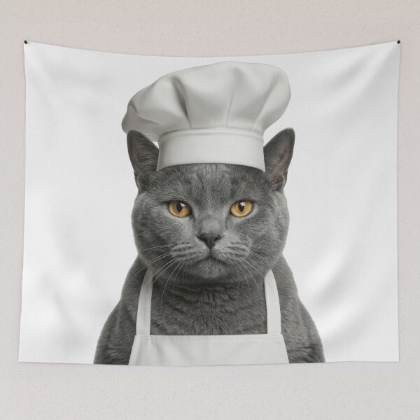 Item preview, Funny Chartreux Cat Chef Realistic Animal Cooking Humor Art designed and sold by LazyOwlStore.