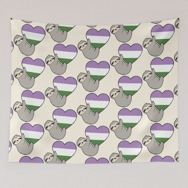 Item preview, Genderqueer Pride Sloth Hugging Heart – LGBTQ+ Pride Design designed and sold by Cannaxes Studio.