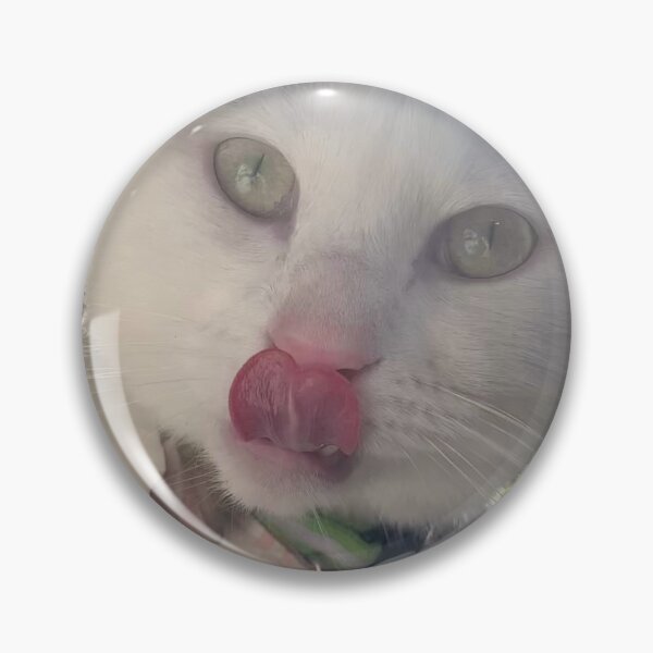 Item preview, Funny White Cat Licking Nose Blep Photography designed and sold by BeesBarn.