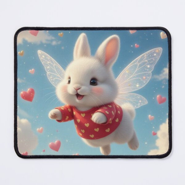 Item preview, Cute Fairy Bunny Flying in Blue Sky with Magical Hearts designed and sold by lovelistivkaa.