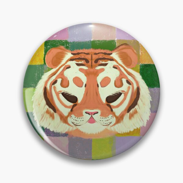 Item preview, Sleepy Tiger Portrait | Cozy Checkerboard Animal Art | Pastel Wildlife Illustration designed and sold by ghostieking.