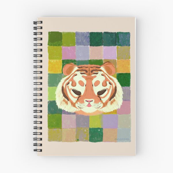 Item preview, Sleepy Tiger Portrait | Cozy Checkerboard Animal Art | Pastel Wildlife Illustration designed and sold by ghostieking.