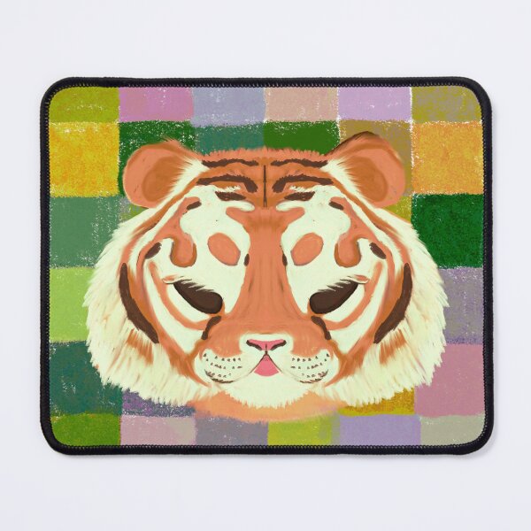 Item preview, Sleepy Tiger Portrait | Cozy Checkerboard Animal Art | Pastel Wildlife Illustration designed and sold by ghostieking.
