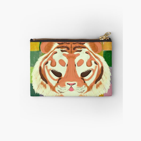 Item preview, Sleepy Tiger Portrait | Cozy Checkerboard Animal Art | Pastel Wildlife Illustration designed and sold by ghostieking.