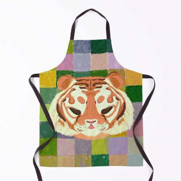 Item preview, Sleepy Tiger Portrait | Cozy Checkerboard Animal Art | Pastel Wildlife Illustration designed and sold by ghostieking.